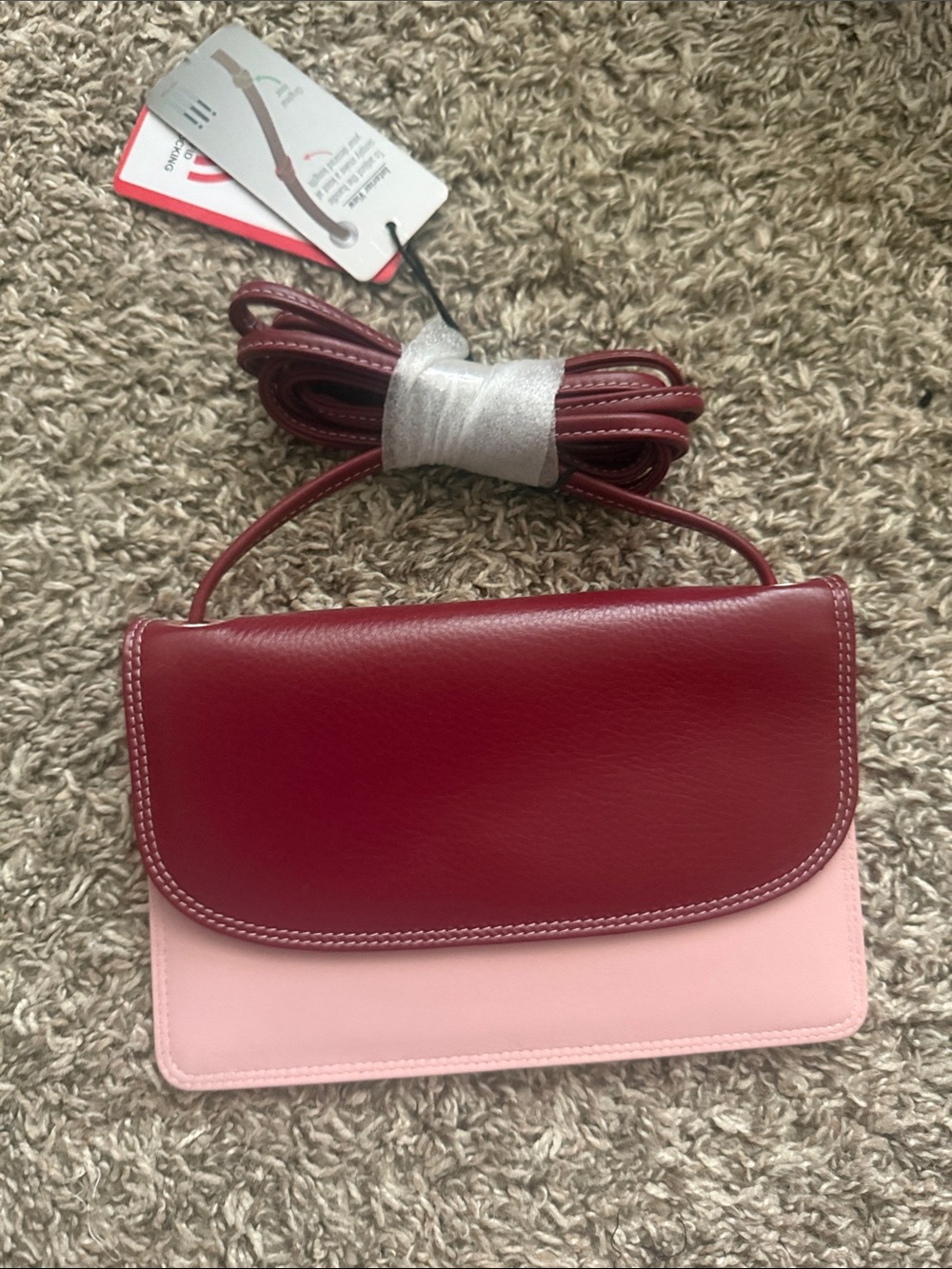 Two-Tone Pink and Burgundy Crossbody Bag by
